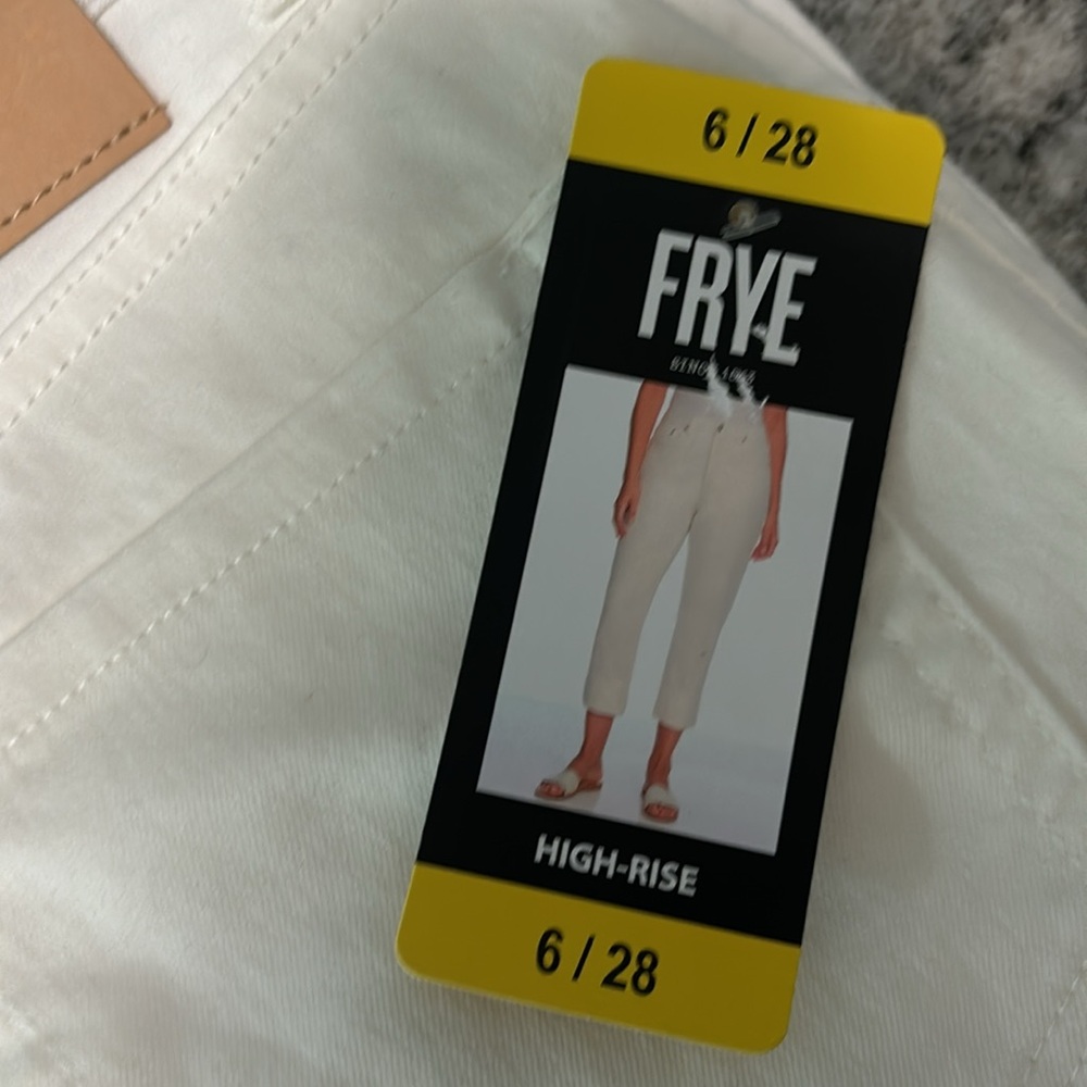 Frye High-Rise Crop Jeans Cuffed Hem WHITE Women's Size 4/27 6/28 NWT - Picture 4 of 9